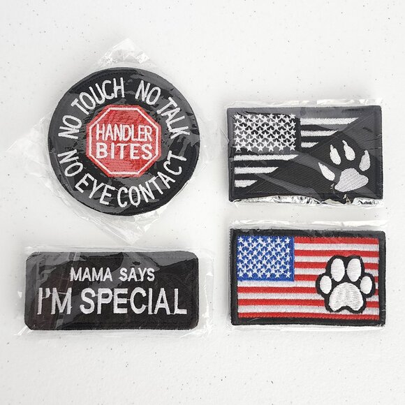 NEW Embroidered Service Dog Patches American Flag Do Not Touch Pet Patch 4 PIECE - Picture 1 of 3